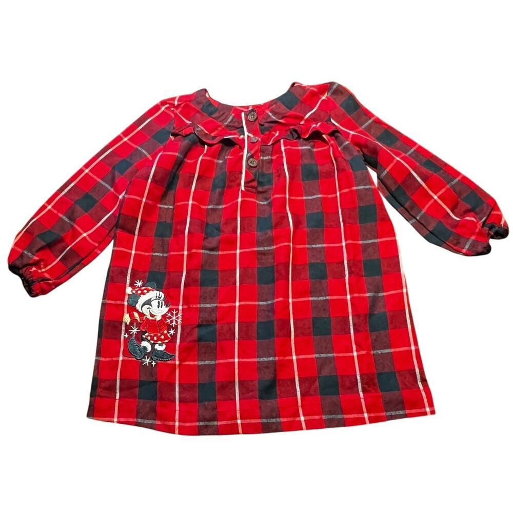 Disney Minnie Mouse Plaid Nightgown Size 3 Holiday Christmas